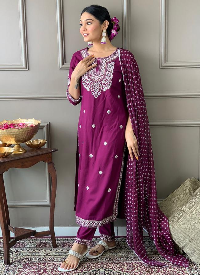 Rayon Wine Festival Wear Embroidery Work Readymade Salwar Suit